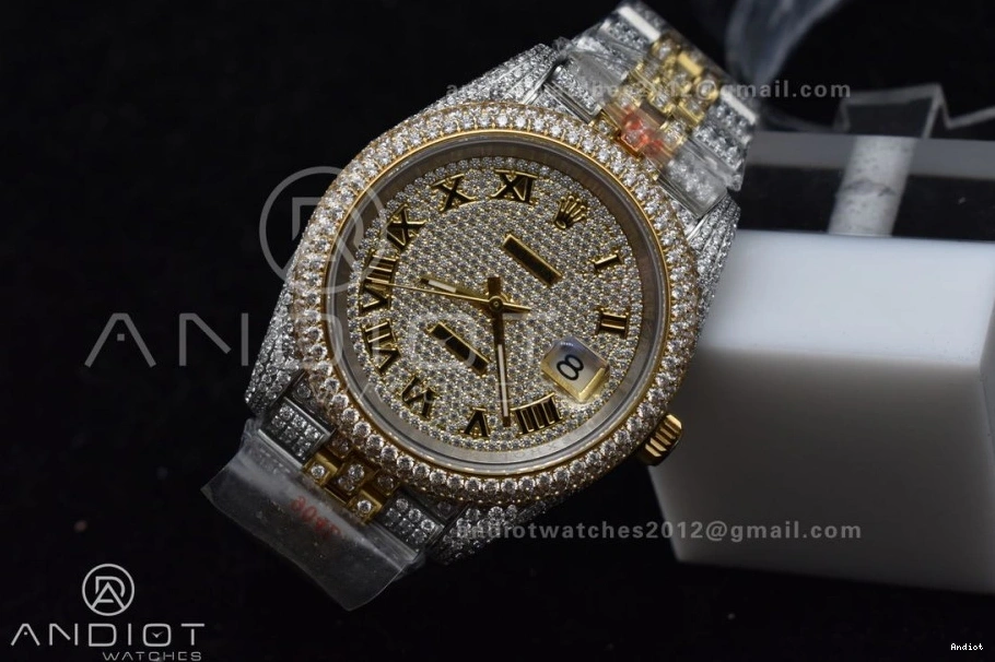 Yellow 2 Diamond DateJust TWD 41mm Gold Best Tone Version Dial Roman 0122